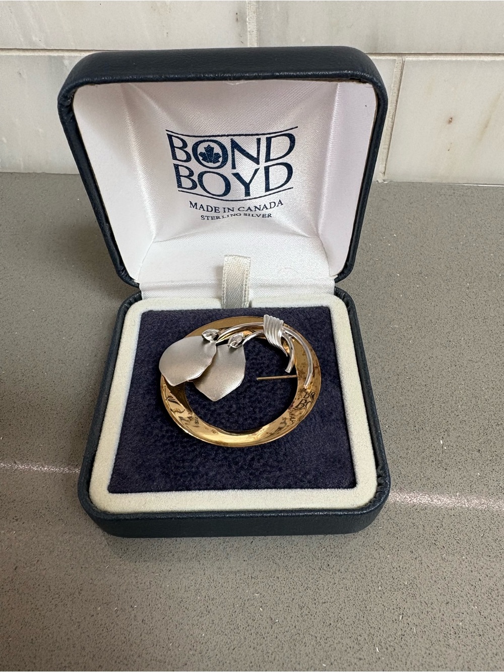 Vintage Bond Boyd sterling silver brooch with original box 1960s - 1970s